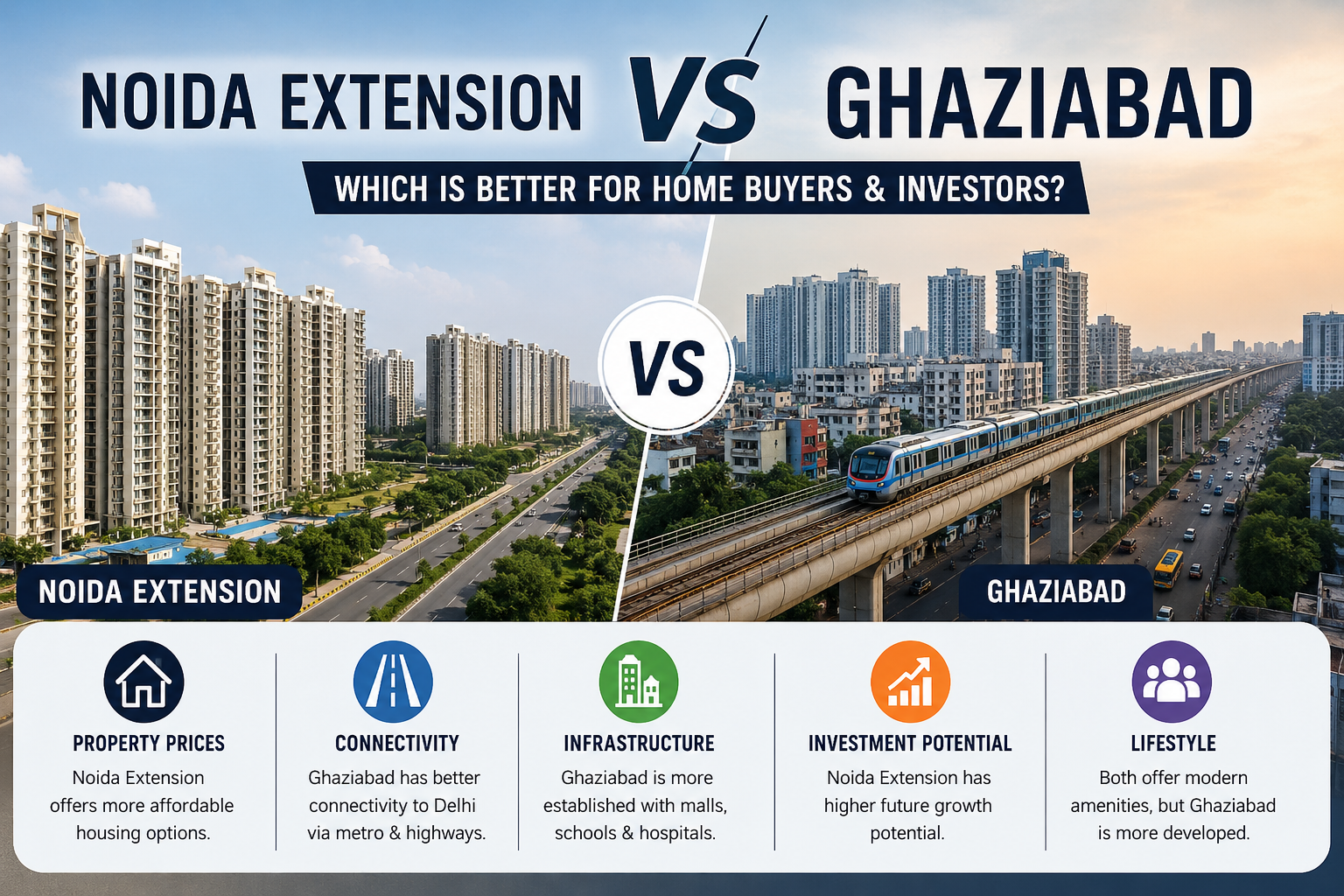 Noida Extension vs Ghaziabad: Which is Better for Homebuyers and Property Investment in 2026?